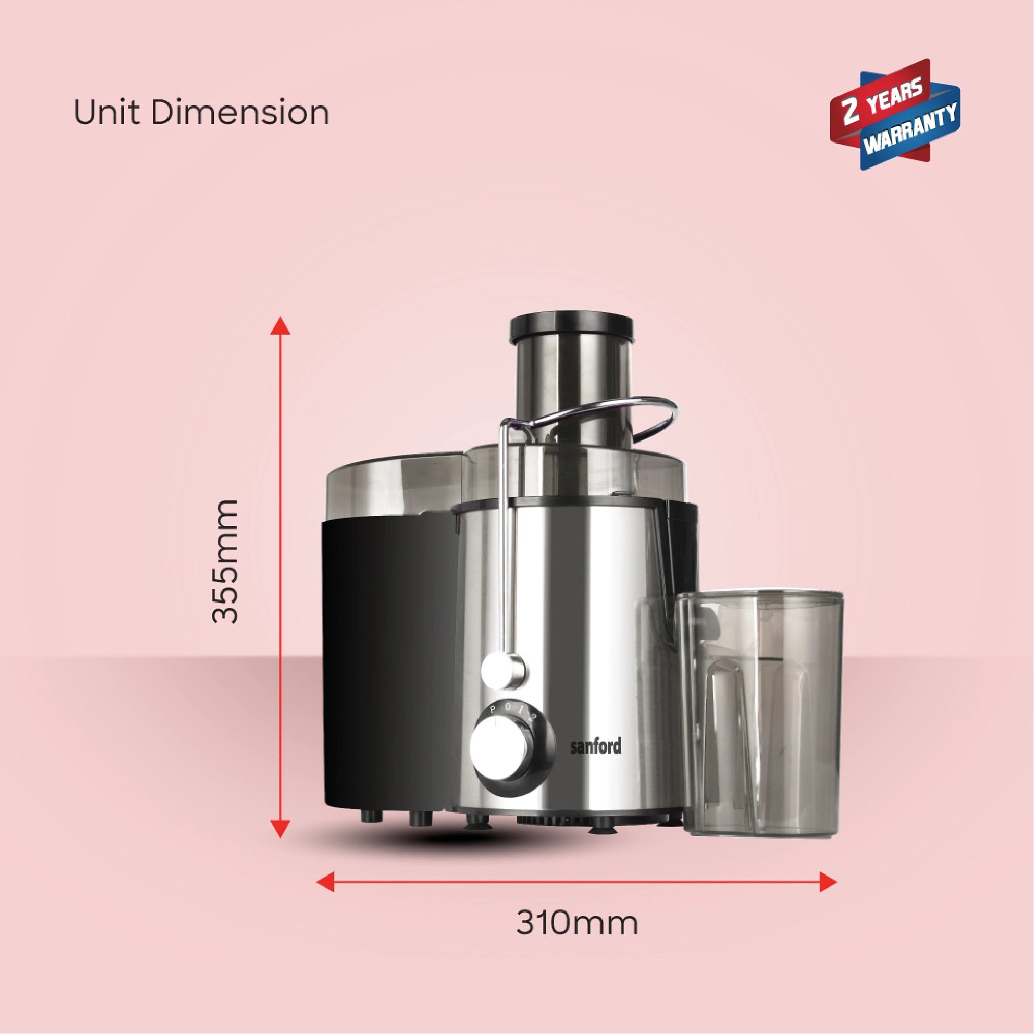 Juice Extractor 65mm Wide Feed Chute Stainless Steel Filter 500W sanford 7