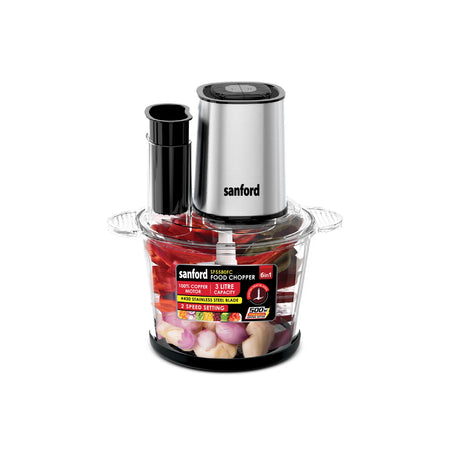 Electric Food Chopper 6 in 1 3L Glass Bowl 500W 2 Speed Multi Function sanford 1