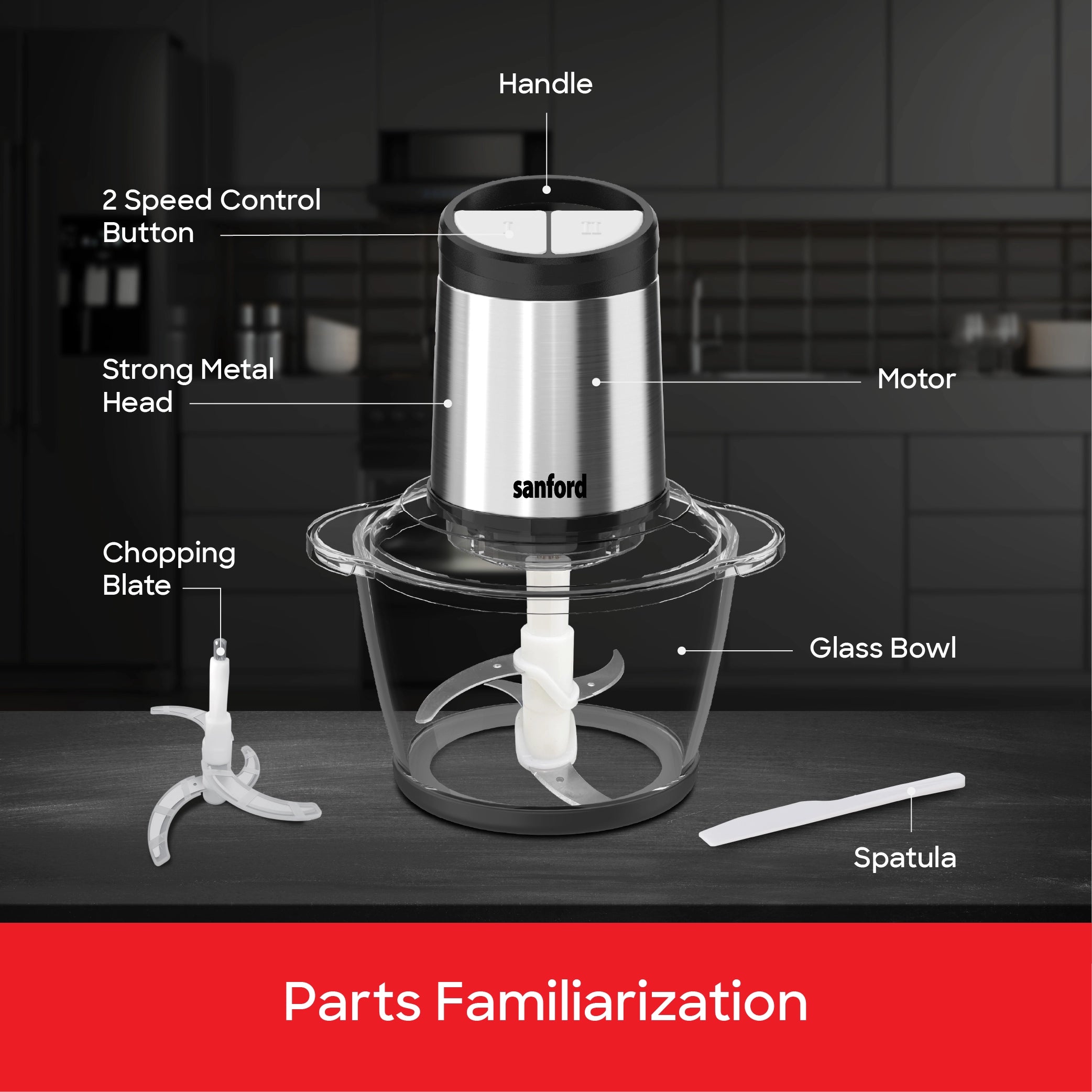Sanford SF5581FC Food Chopper – parts familiarization diagram