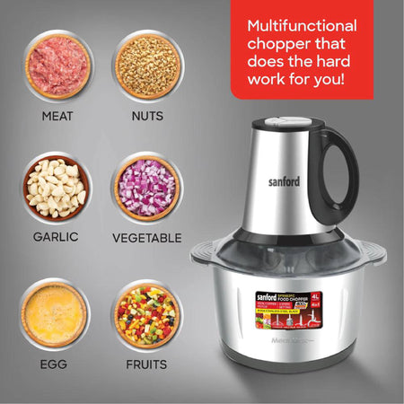 4L food chopper 400W stainless steel bowl 3 speed multi blade sanford 4