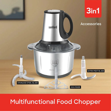 4L food chopper 400W stainless steel bowl 3 speed multi blade sanford 5