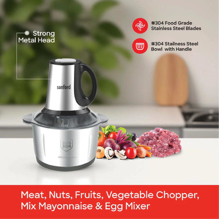 4L food chopper 400W stainless steel bowl 3 speed multi blade sanford 6