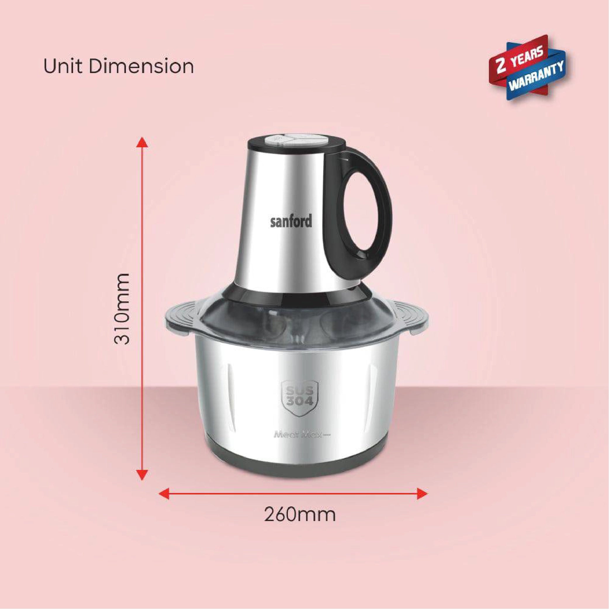 Sanford SF5582FC Food Chopper – unit dimensions and measurements