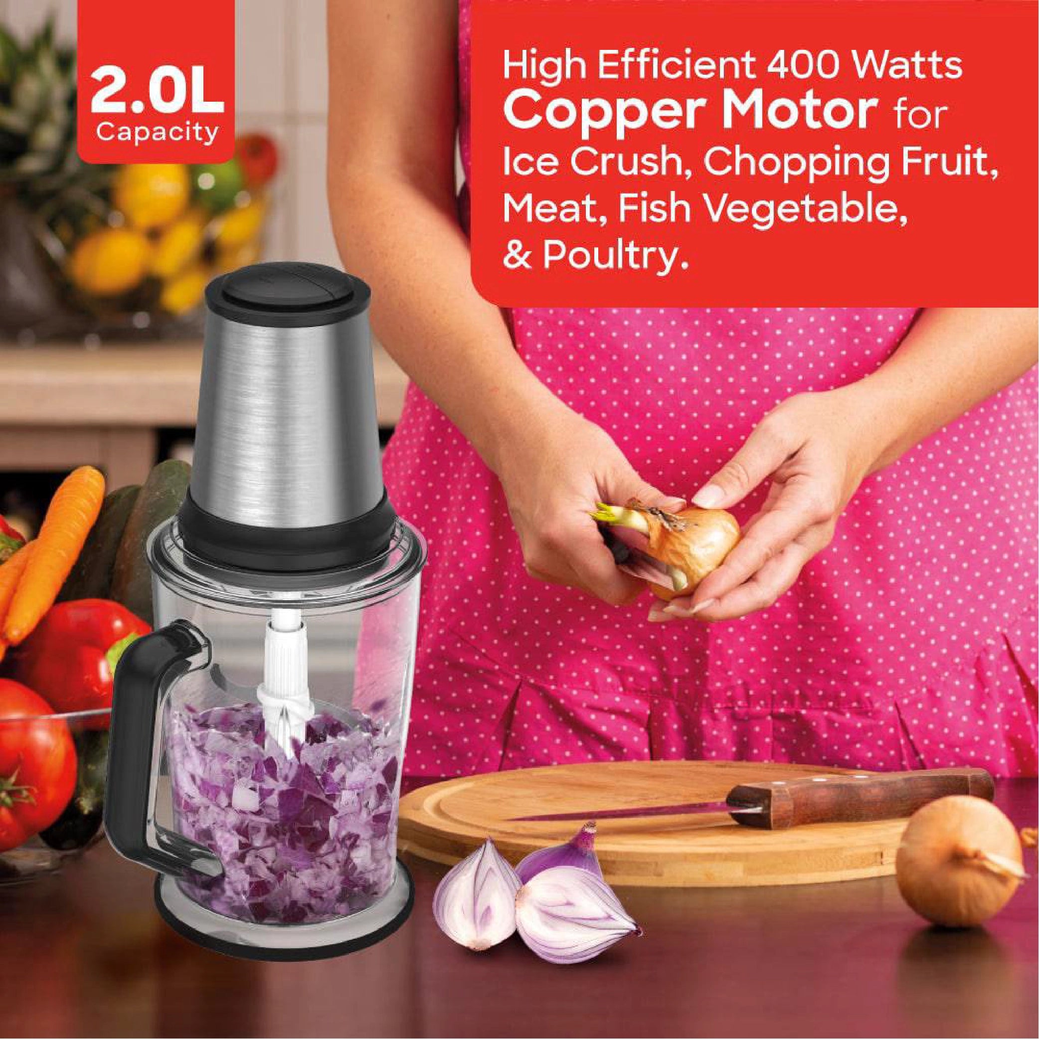 multi-function chopper 400W 2L AS jar &  SUS304 blades sanford 5