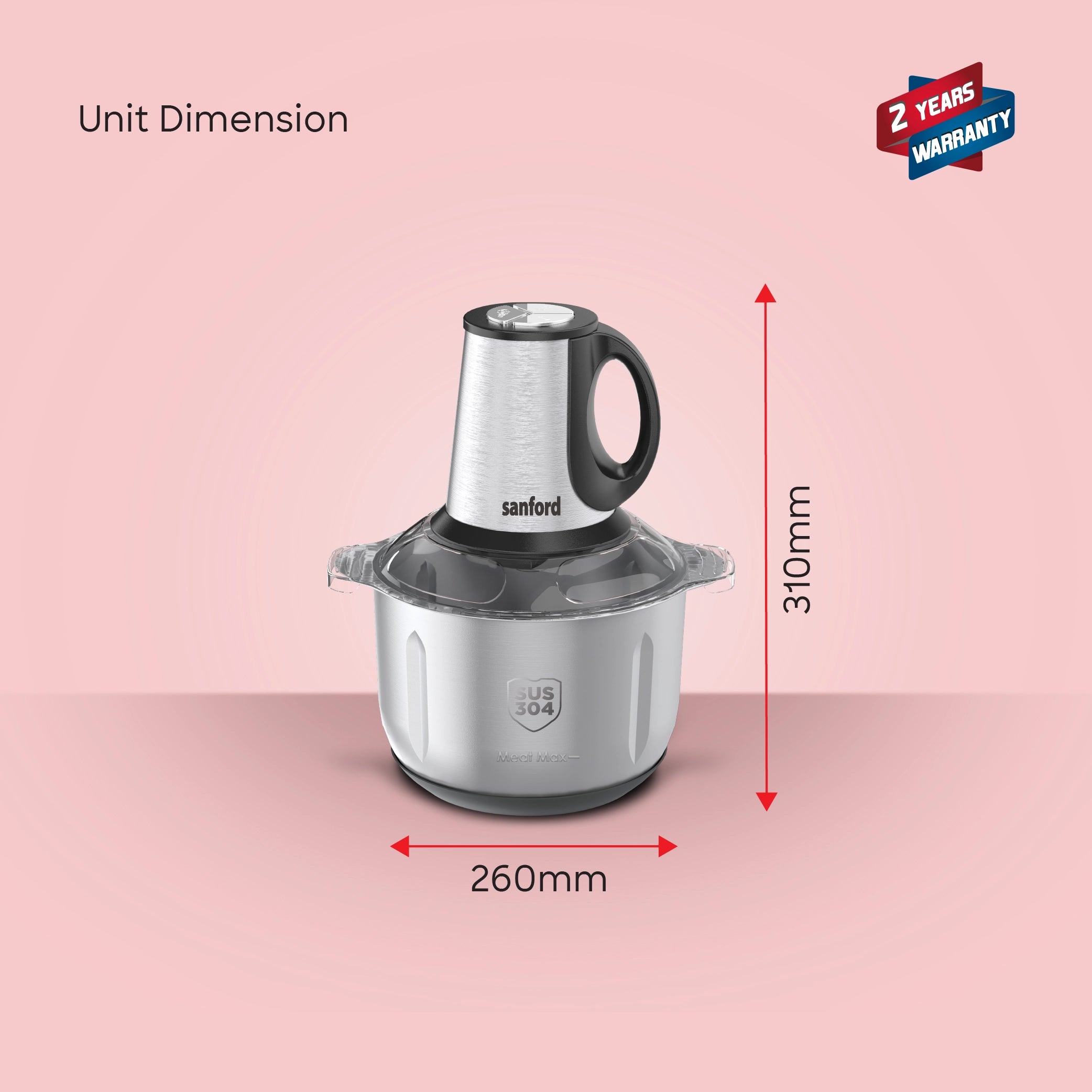 Sanford SF5594FC Food Chopper – unit dimensions and measurements
