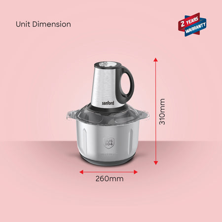 electric food chopper 2 in 1 3L Glass  4L Steel Bowl 600W 3 Speed Sanford 6