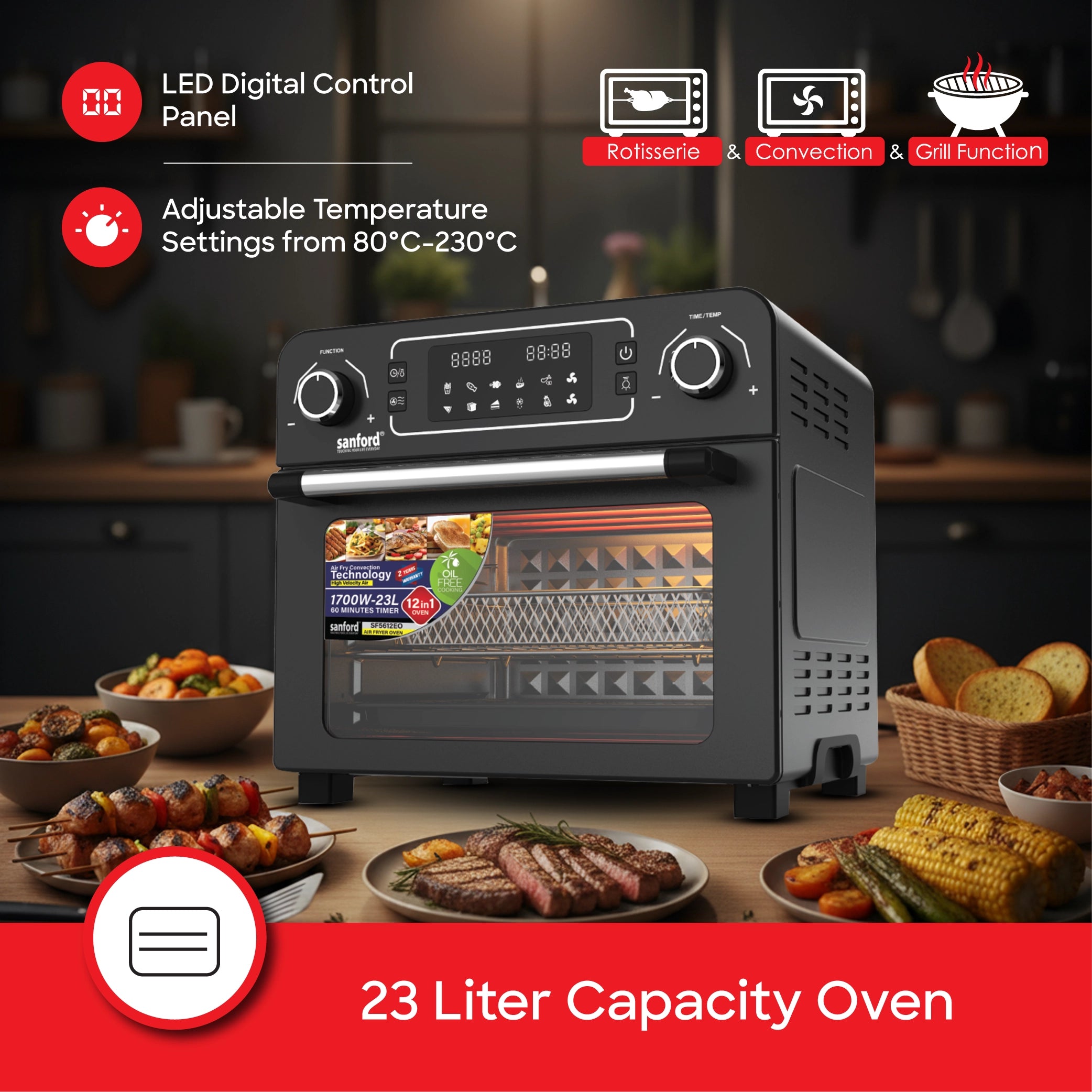 best air fryer oven 22L 12 preset cooking sanford 3