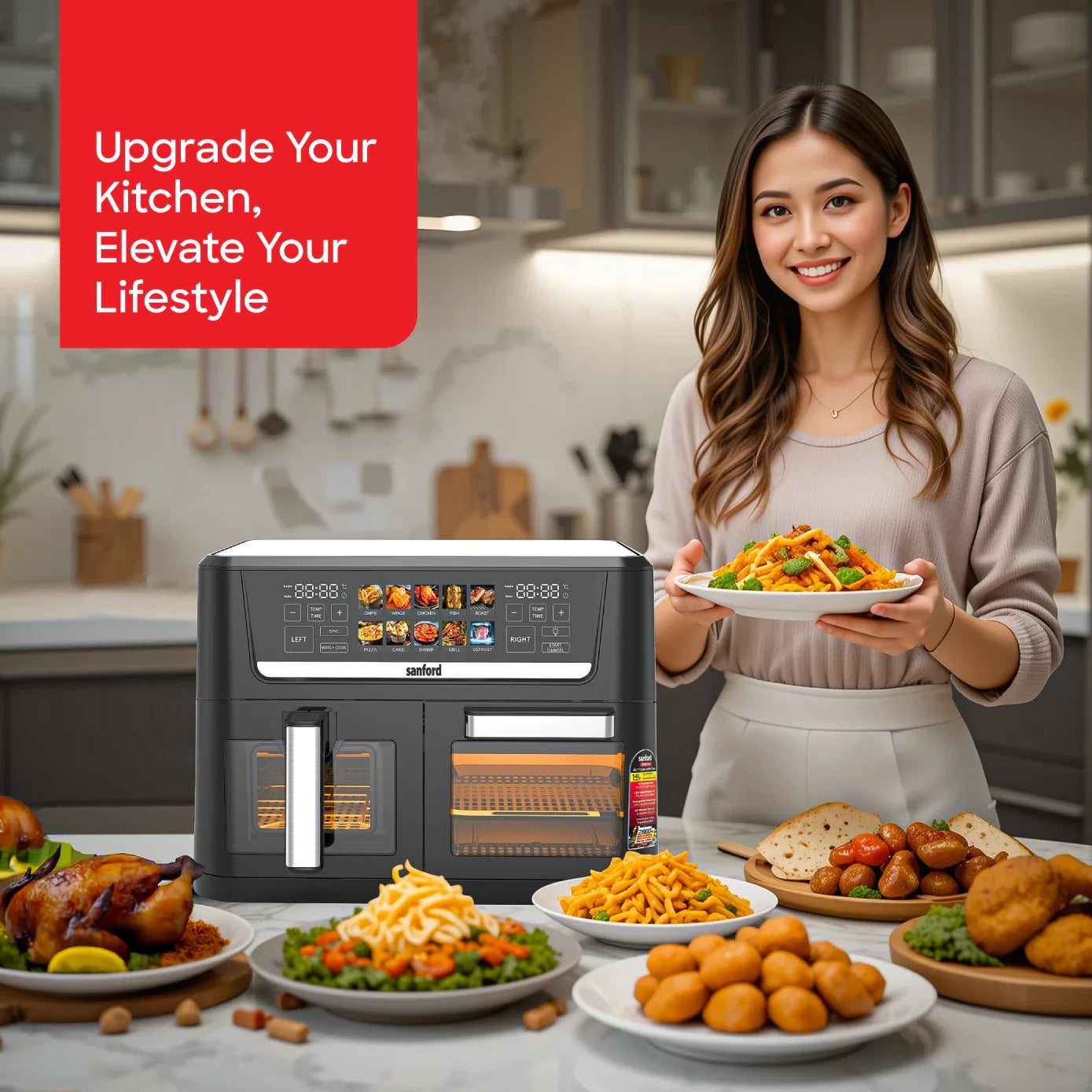 best air fryer oven 14L 10 preset dual 2800W sanford 2