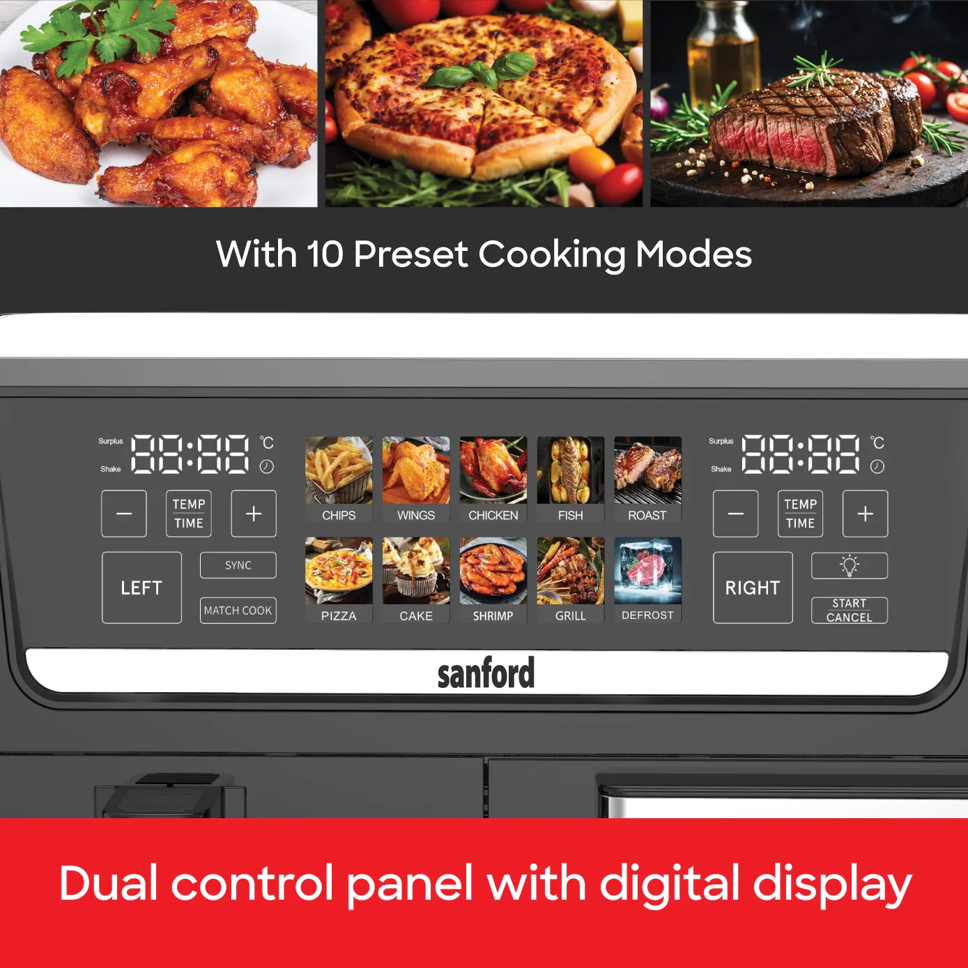 best air fryer oven 14L 10 preset dual 2800W sanford 5