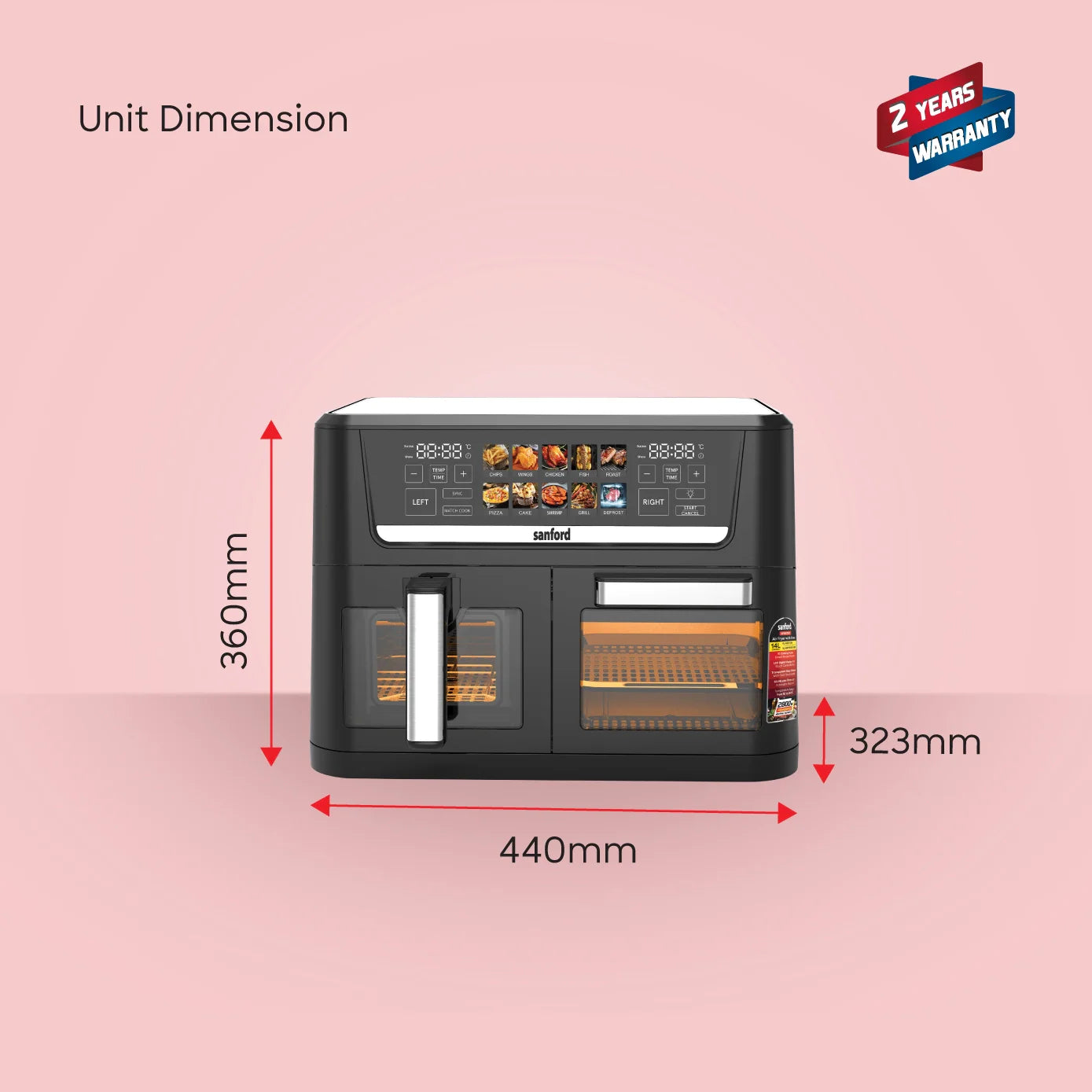 best air fryer oven 14L 10 preset dual 2800W sanford 6