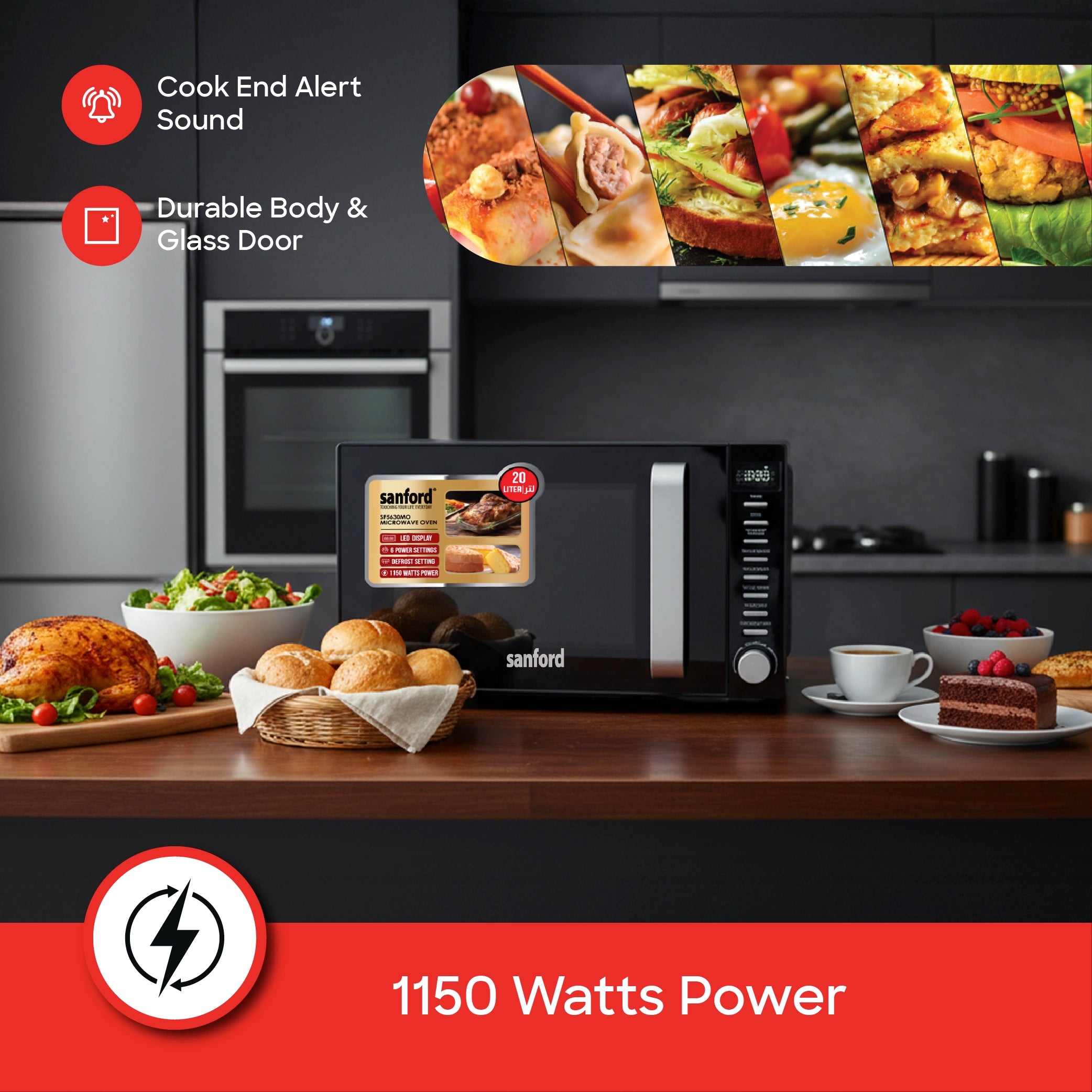 best microwave oven 20L 1150W LED display defrost function sanford 4