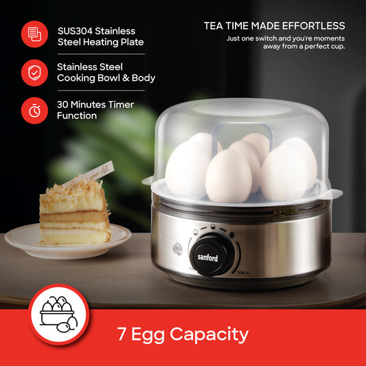 Sanford 7 Egg Boiler with Stainless Steel Bowl and Timer Function | SF5755FS BS - buysanford