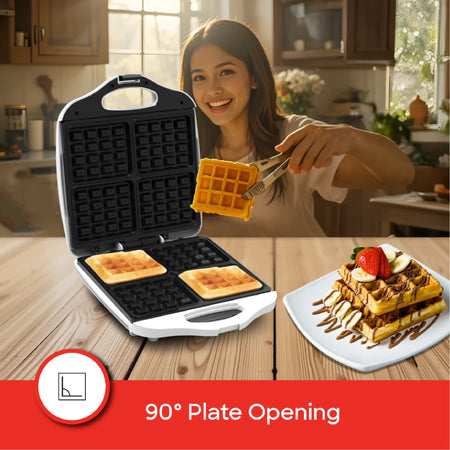 Electric waffle maker 4 slice with non stick plates 1400W thermostatic control sanford 3