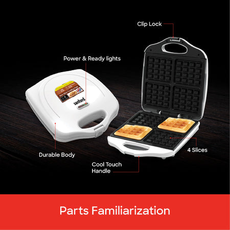 Electric waffle maker 4 slice with non stick plates 1400W thermostatic control sanford 5
