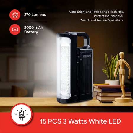  Emergency Lantern & 5W Flashlight Combo Rechargeable Batteries Sanford 3