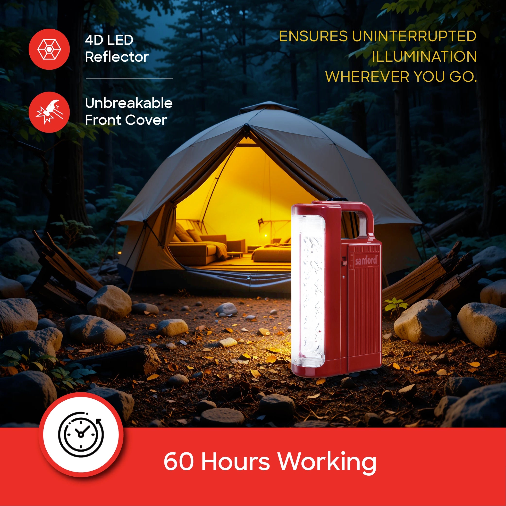  Emergency Lantern & 5W Flashlight Combo Rechargeable Batteries Sanford 4