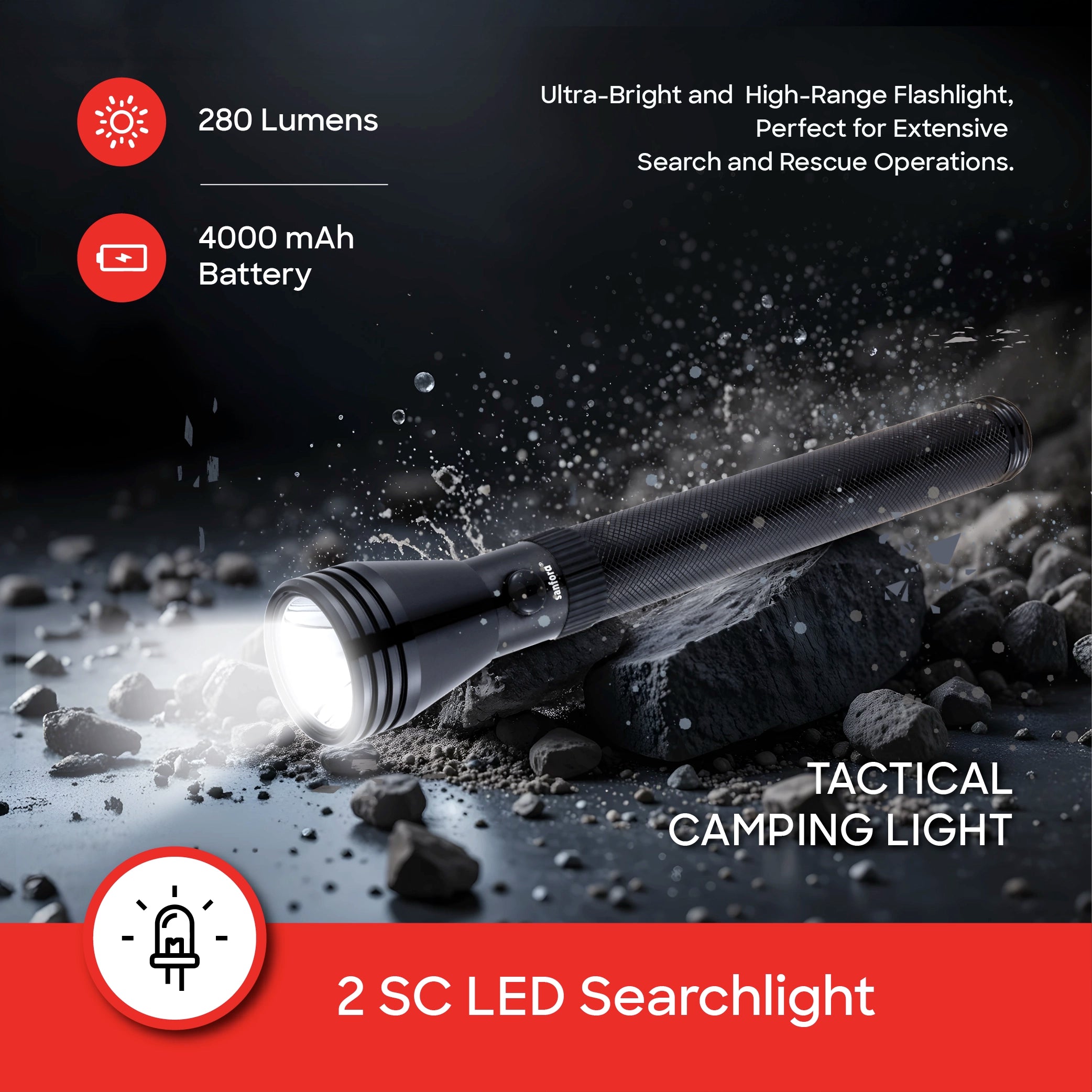  Emergency Lantern & 5W Flashlight Combo Rechargeable Batteries Sanford 5