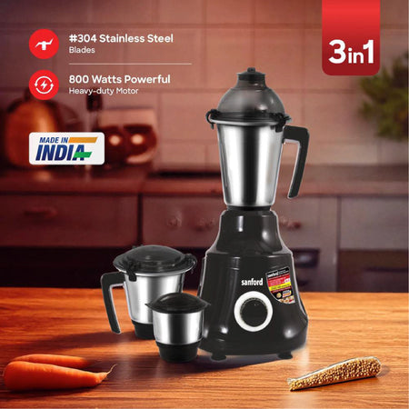 Powerful Mixer Grinder 1000W 3 Stainless Steel Jars & Overload Protection sanford 3