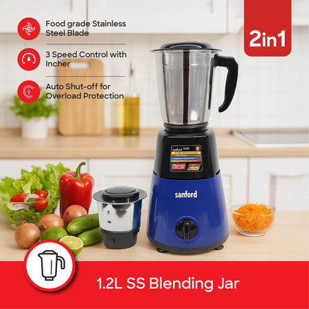 mixer grinder 550W 1.2L blending jar and chutney jar sanford 3