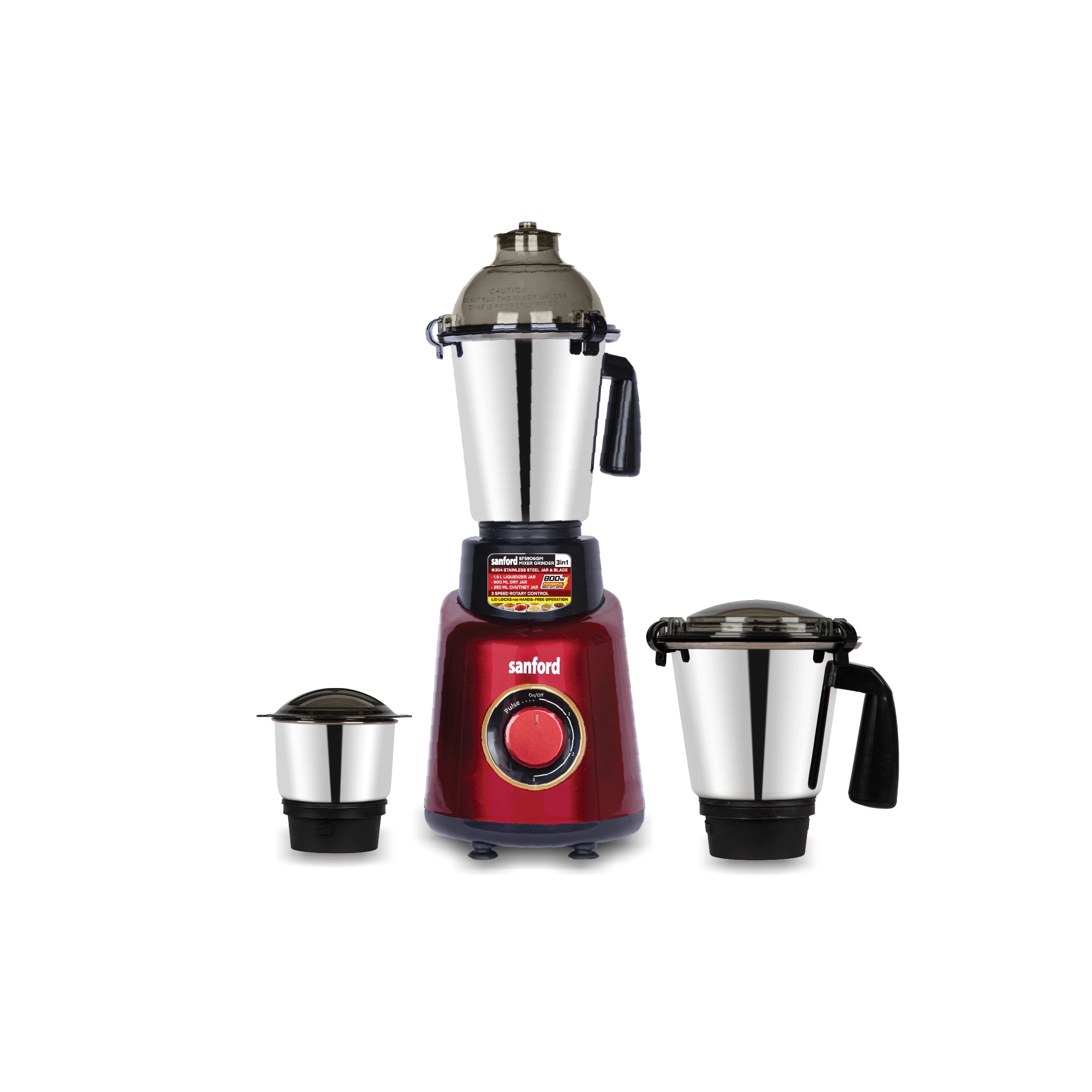 3 in 1 Mixer Grinder 800W 3 Speed Pulse Control Stainless Steel Jars sanford 1