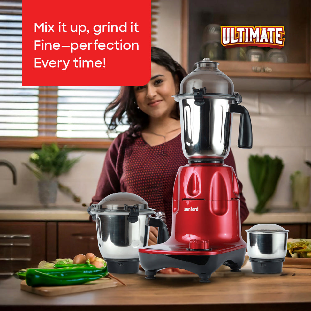 1200W mixer grinder 3 stainless steel jars 1.5L 900ml 300ml sanford 2