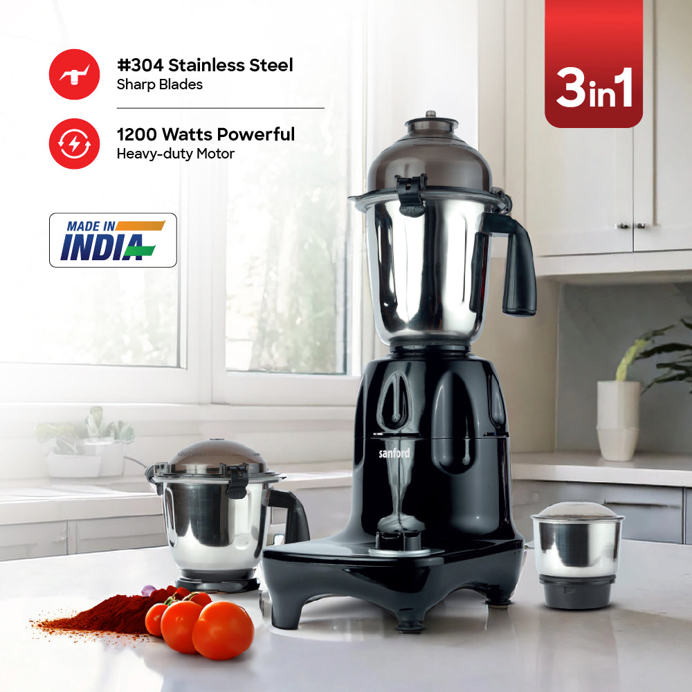 1200W mixer grinder 3 stainless steel jars 1.5L 900ml 300ml sanford 3