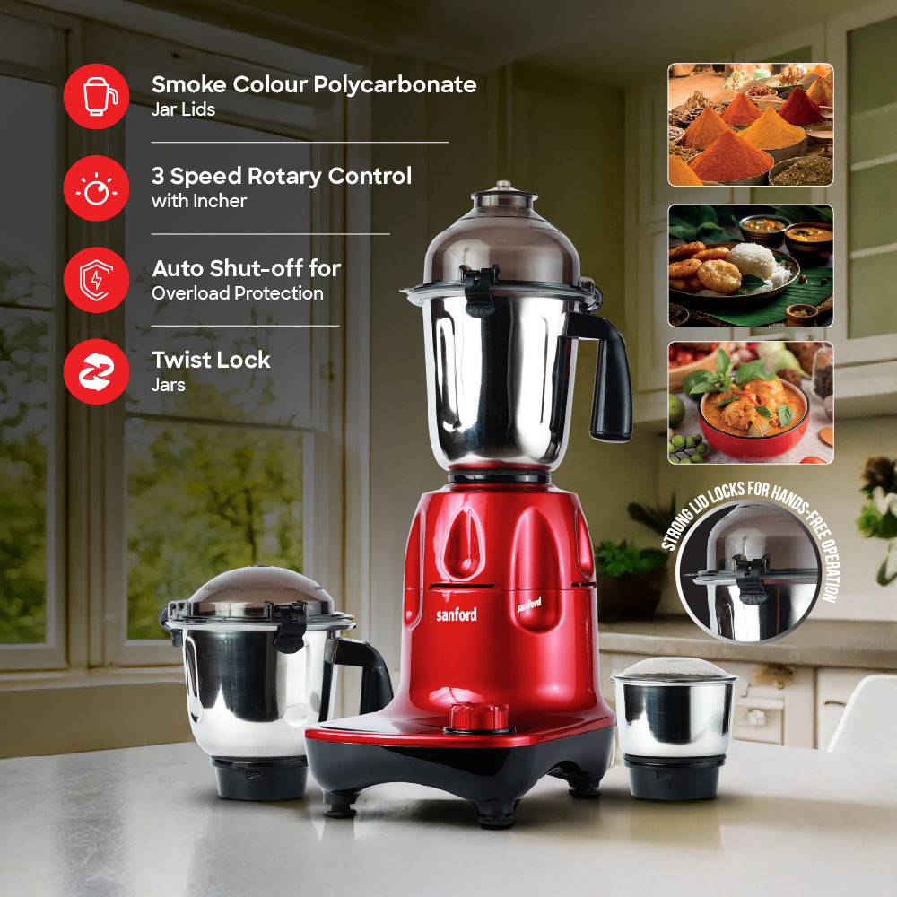 1200W mixer grinder 3 stainless steel jars 1.5L 900ml 300ml sanford 4