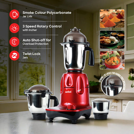 1200W mixer grinder 3 stainless steel jars 1.5L 900ml 300ml sanford 4