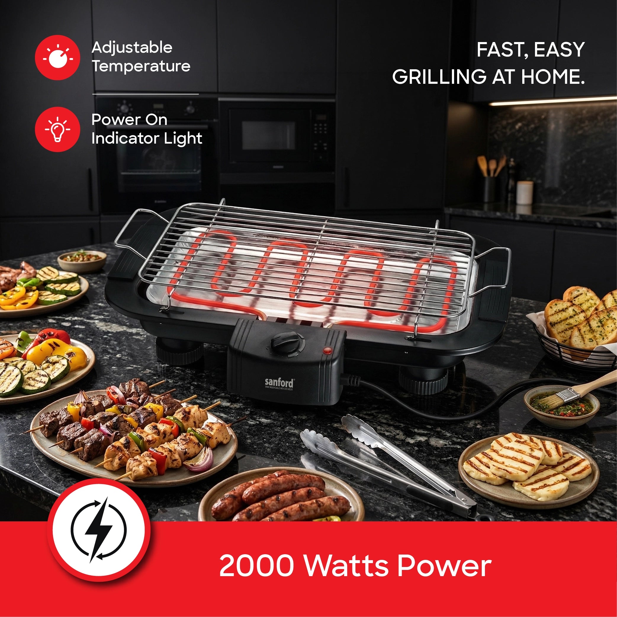 2000W Smokeless Electric BBQ Grill With Thermostat Control sanford 4