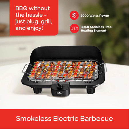 smokeless Electric BBQ grill 2000W thermostat control adjustable temperature sanford 3