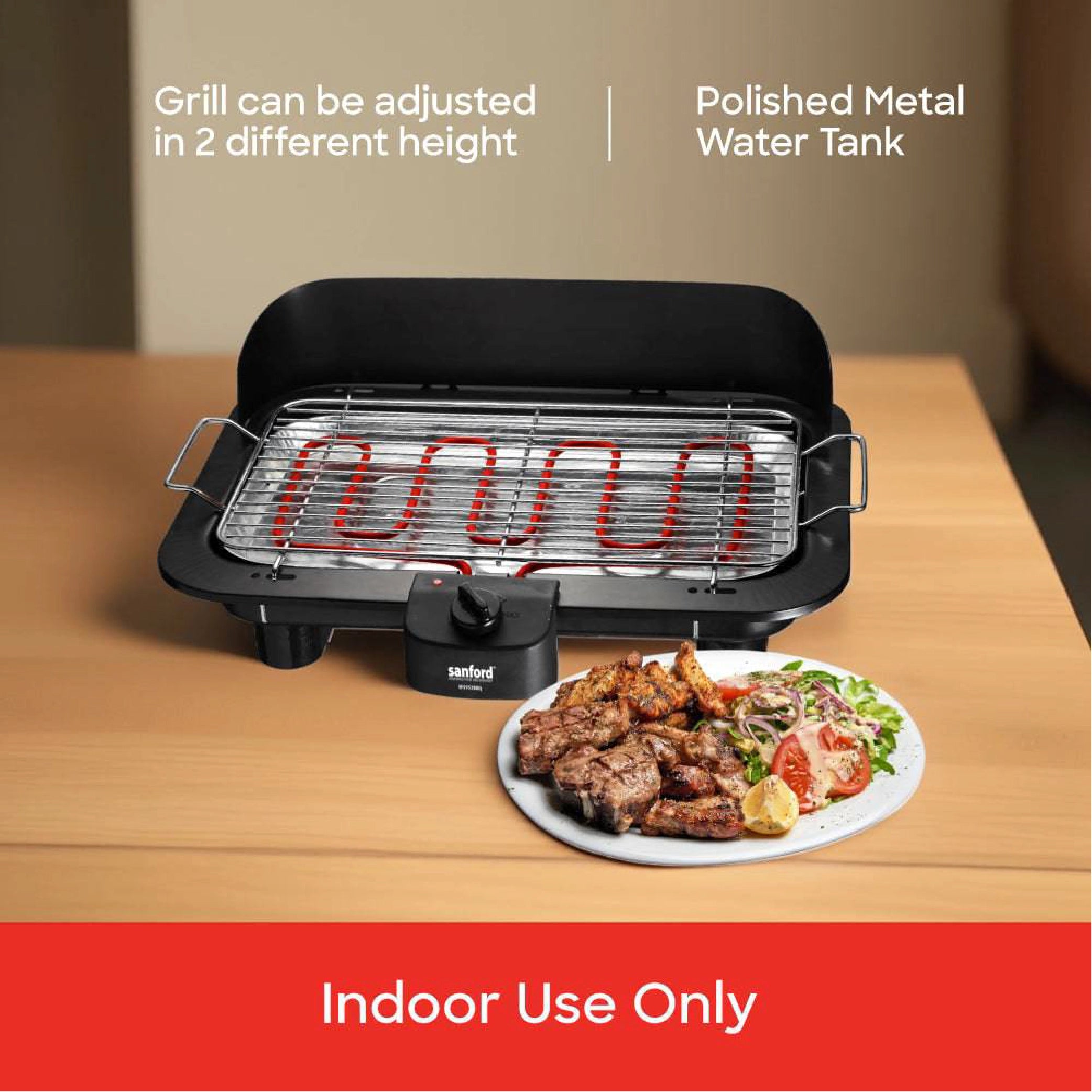 smokeless Electric BBQ grill 2000W thermostat control adjustable temperature sanford 5
