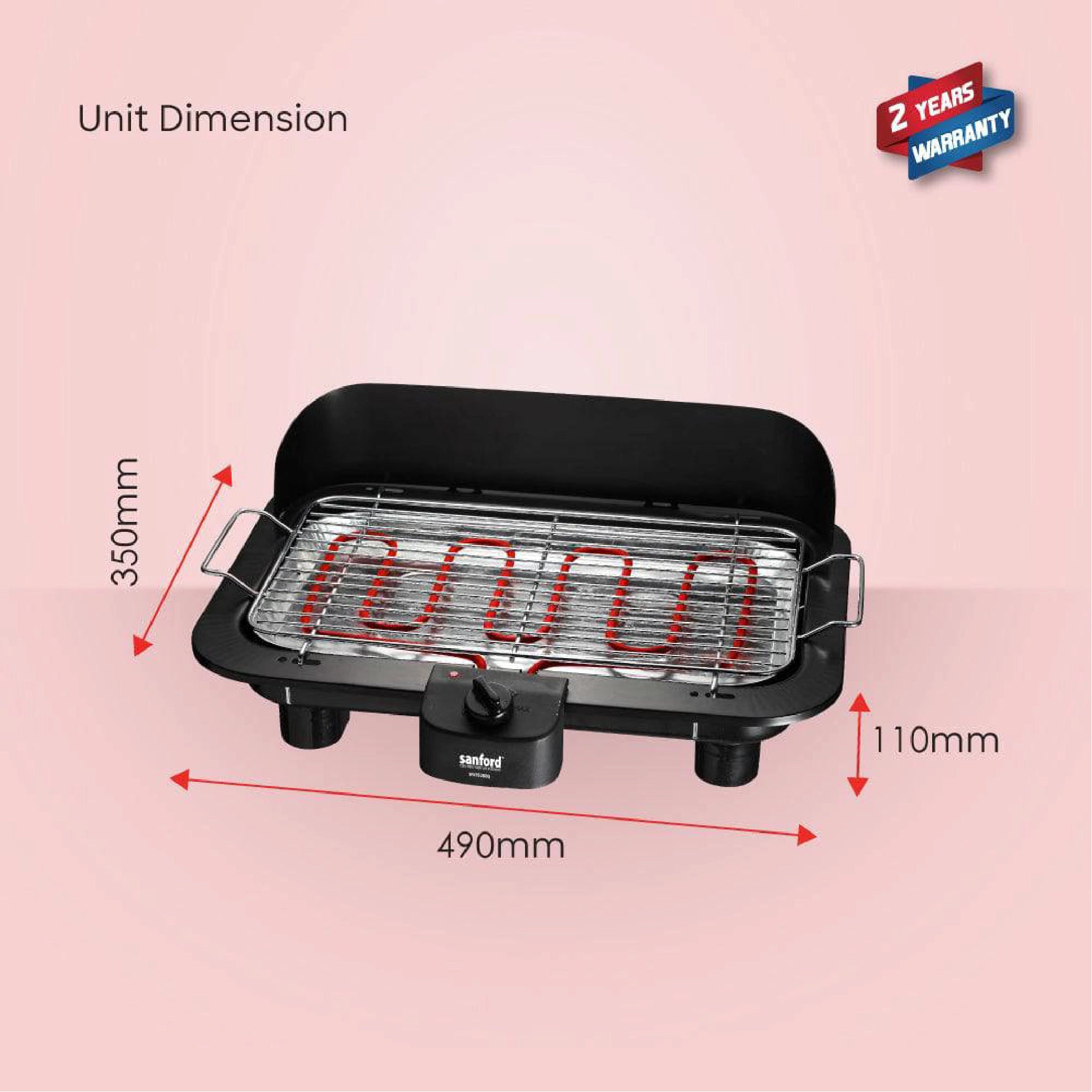 smokeless Electric BBQ grill 2000W thermostat control adjustable temperature sanford 7