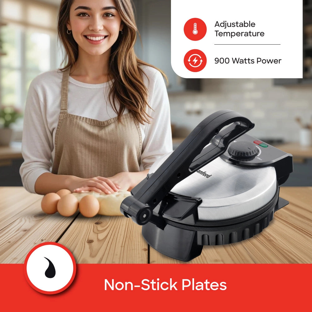 8 inch roti maker 900W non stick plate temperature sanford 4