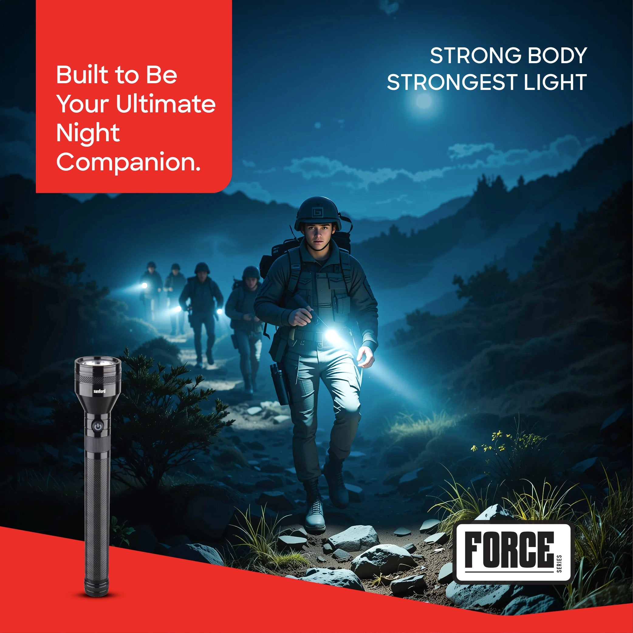 10W CREE LED flashlight 2500m beam range & 7000mAh rechargeable battery sanford 2