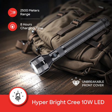 Sanford SF6179SL Rechargeable LED Torch – 2500m range and 10W CREE LED feature callout