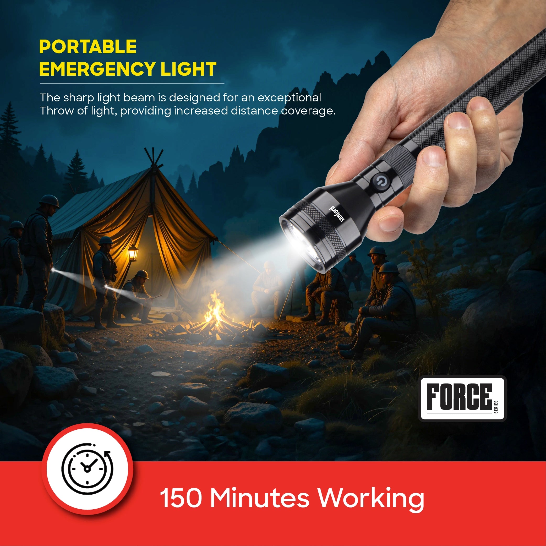 10W CREE LED flashlight 2500m beam range & 7000mAh rechargeable battery sanford 5