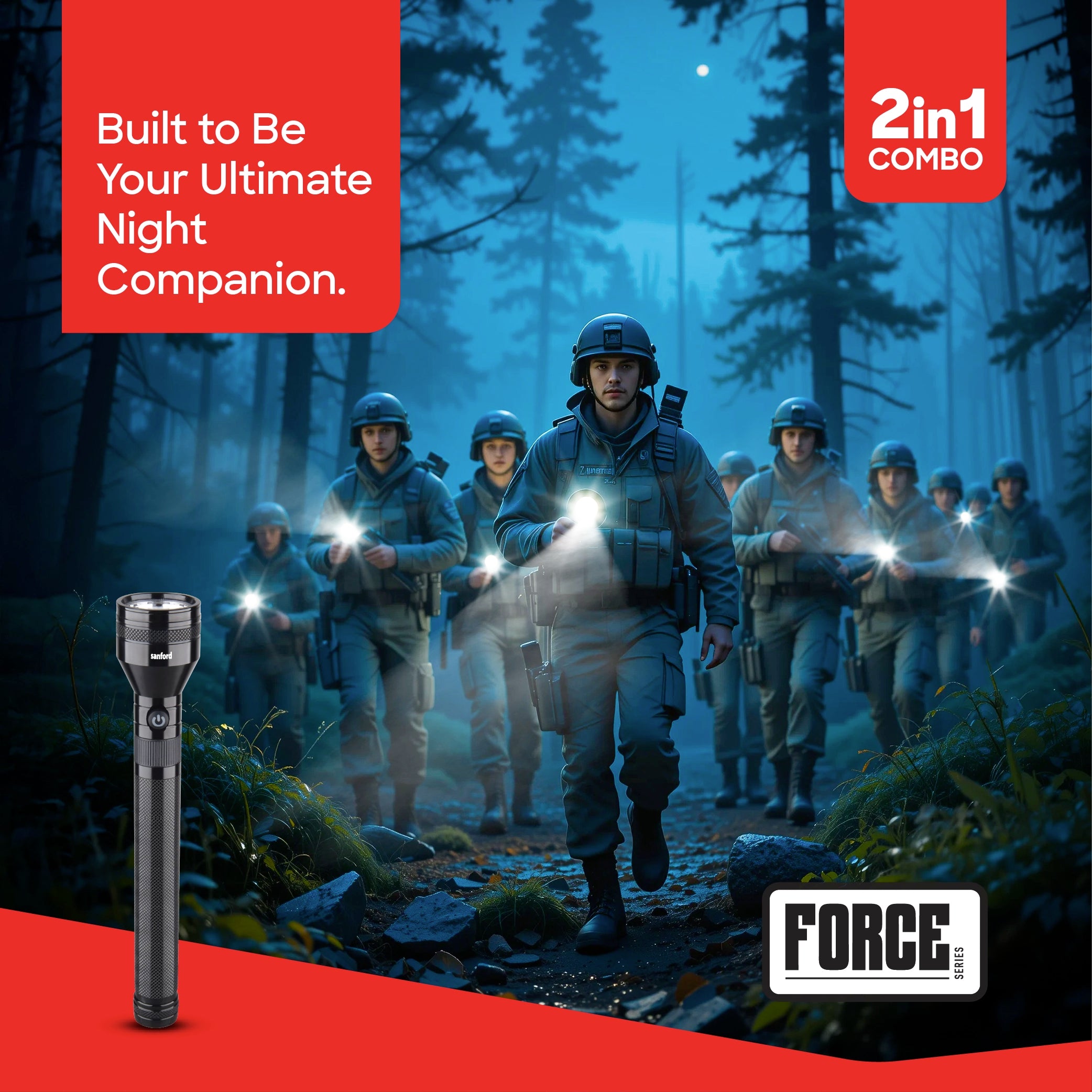 Rechargeable CREE LED flashlight 10W 2500m range 7000mAh battery sanford 2