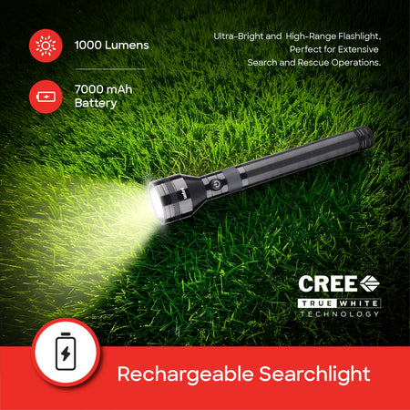 Sanford SF6180SLC Rechargeable LED Torch Combo – 1000 lumens and 7000mAh rechargeable battery feature callout