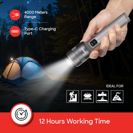 best rechargeable zoom LED flashlight 80W power bank 5 modes sanford 6