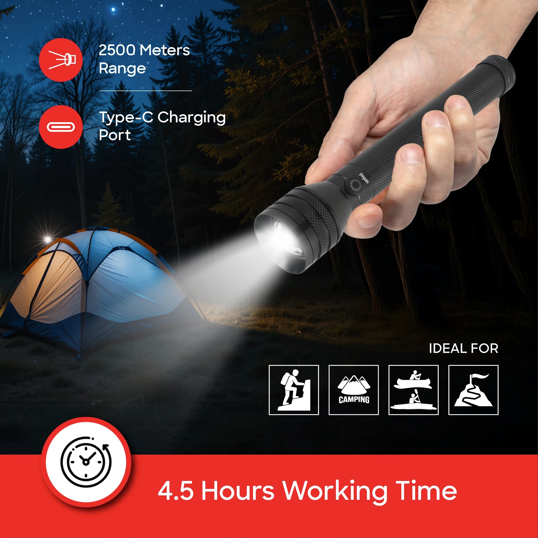 Zoom searchlight flashlight supernova sanford 6