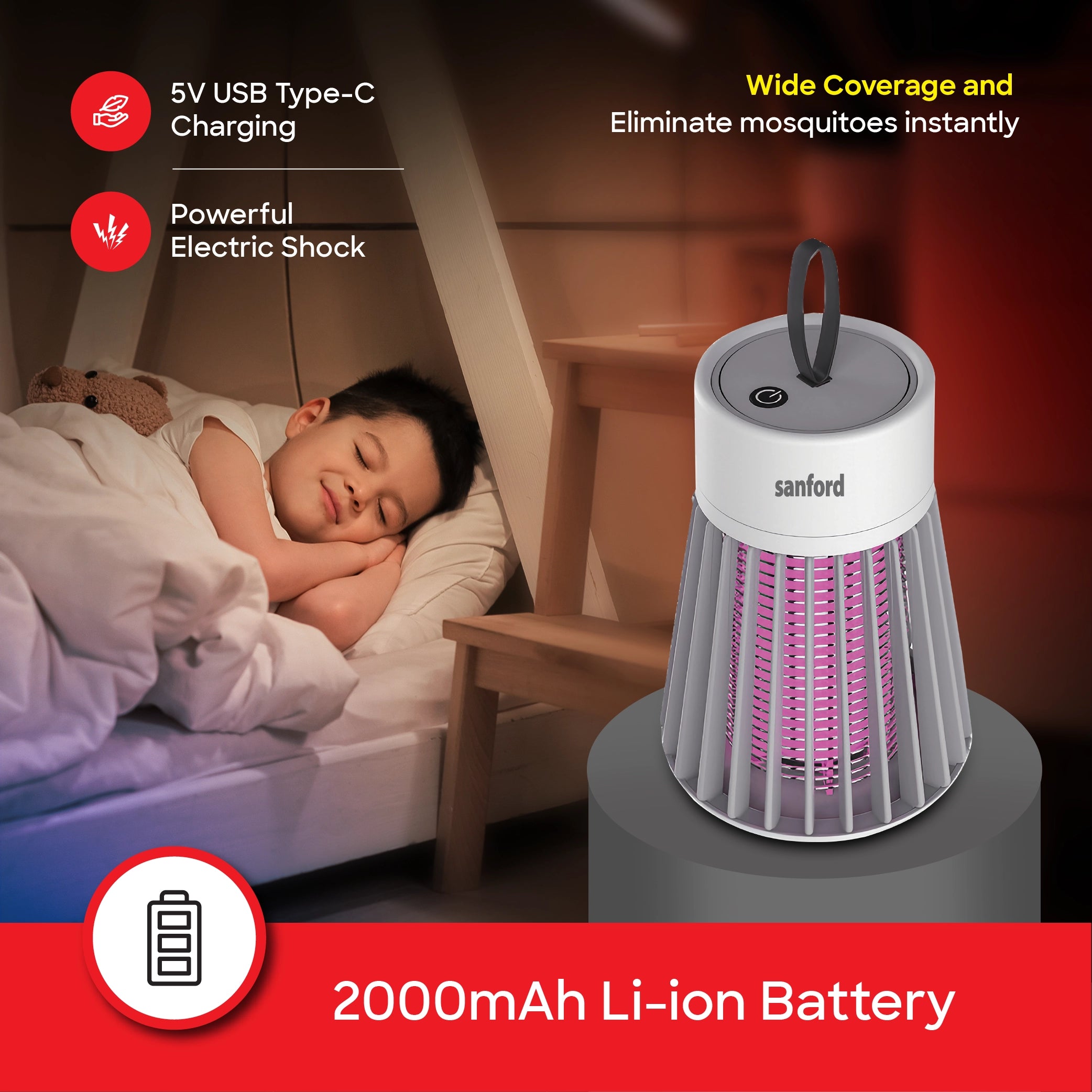 USB rechargeable insect killer lamp with 360 degree coverage sanford 3