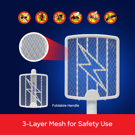 Foldable rechargeable mosquito bat 3500V zapping power 2 in 1 sanford 3