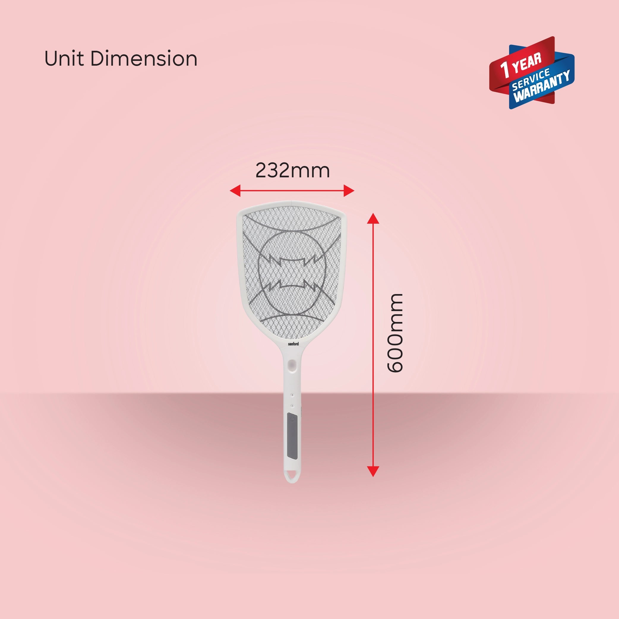 Sanford SF641MK Mosquito Bat – unit dimensions and measurements
