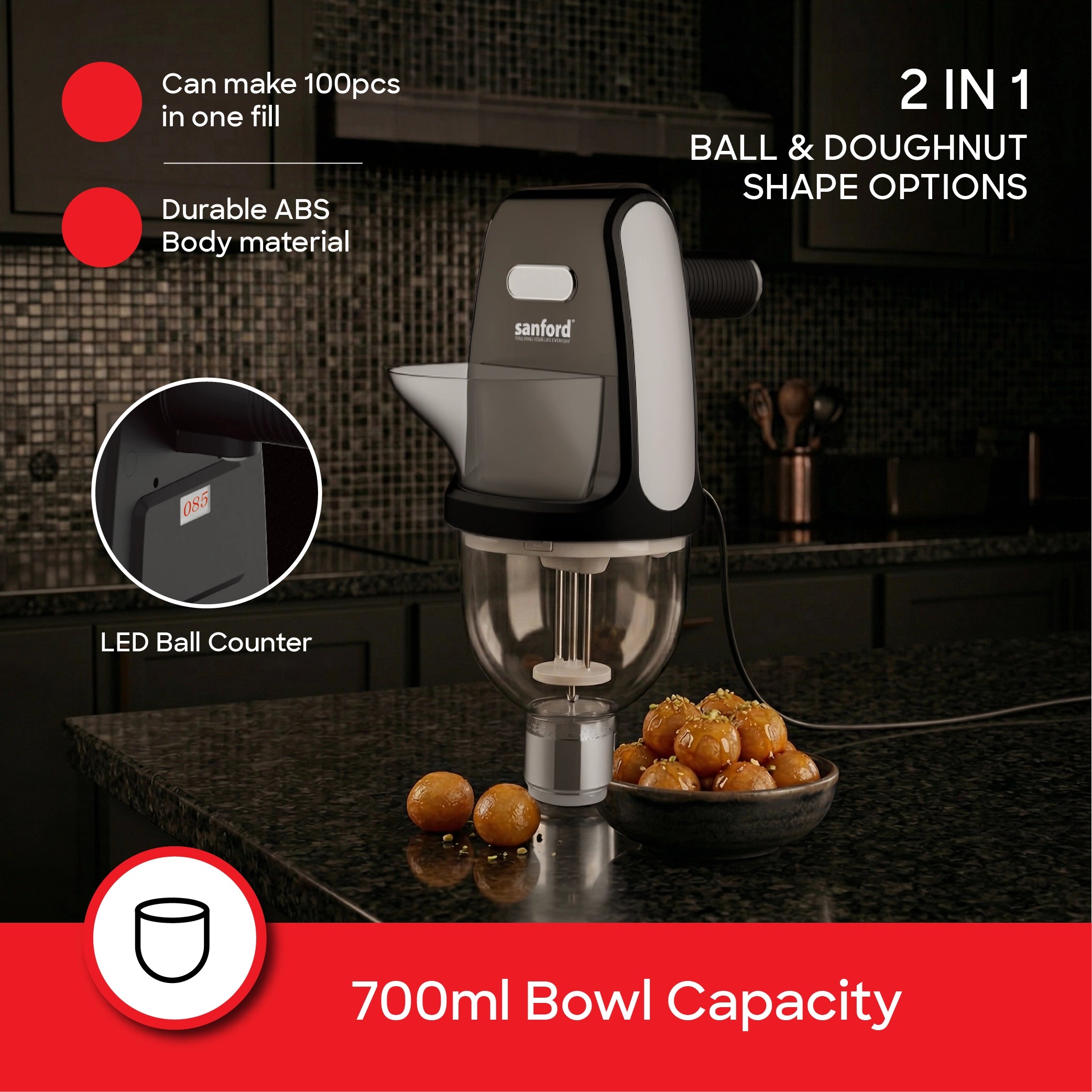 2 in 1 sweet ball and doughnut maker 700ml sanford 3