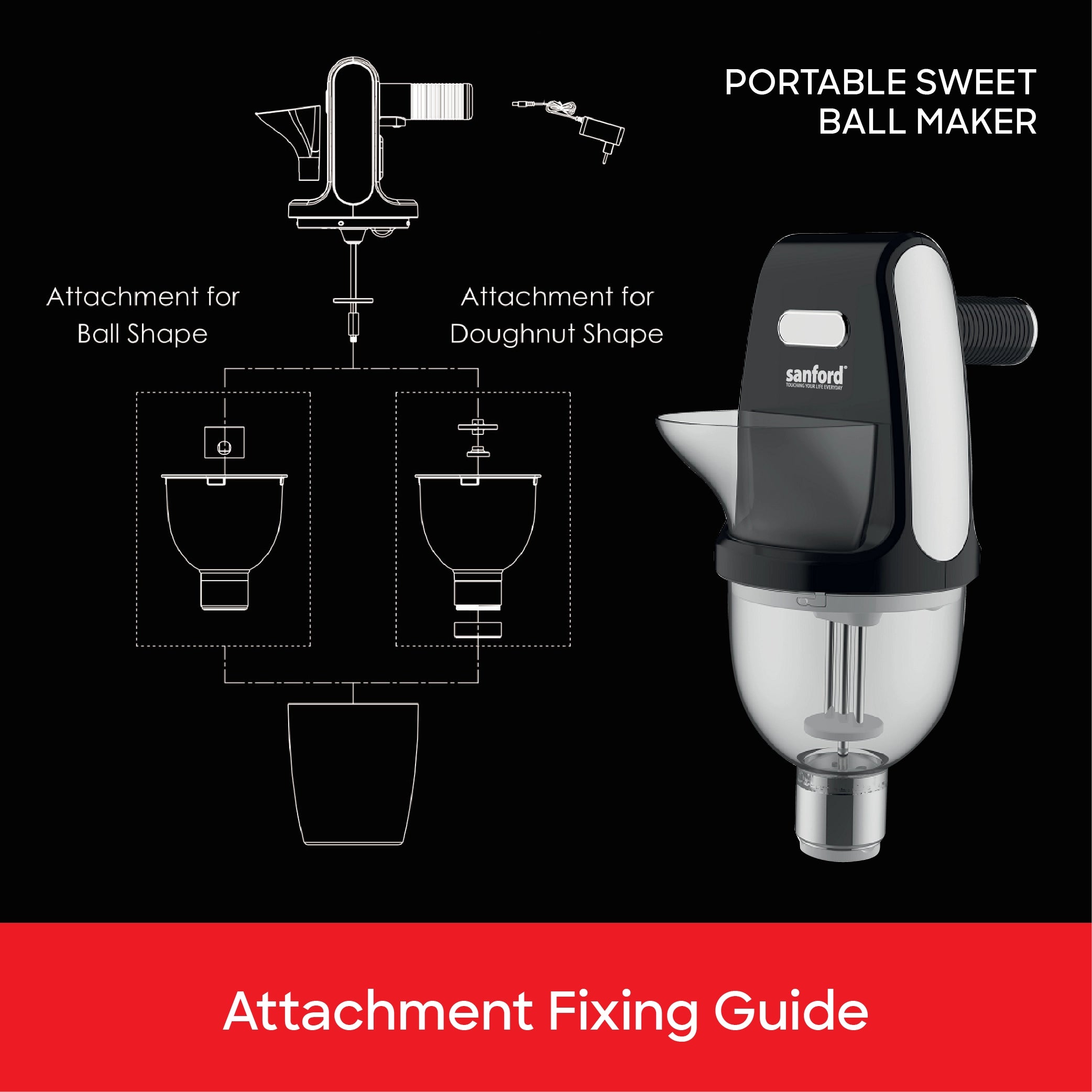 2 in 1 sweet ball and doughnut maker 700ml sanford 5
