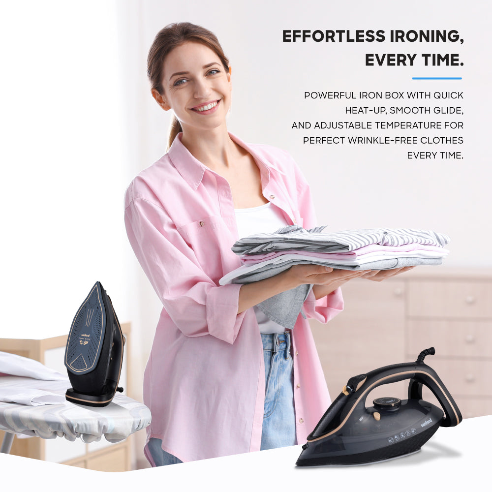 Steam iron 3500W ceramic soleplate self cleaning anti drip sanford 5