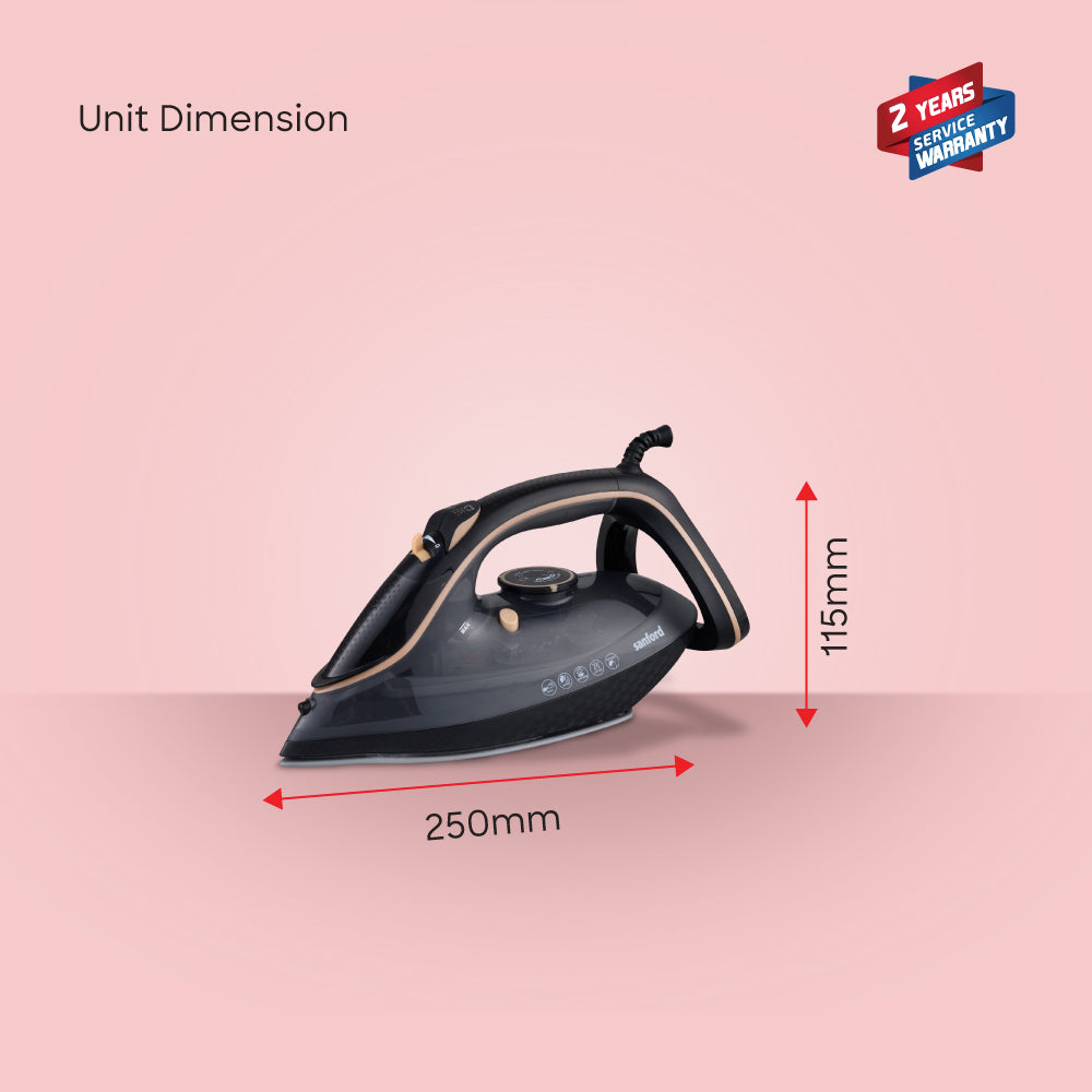 Steam iron 3500W ceramic soleplate self cleaning anti drip sanford 6