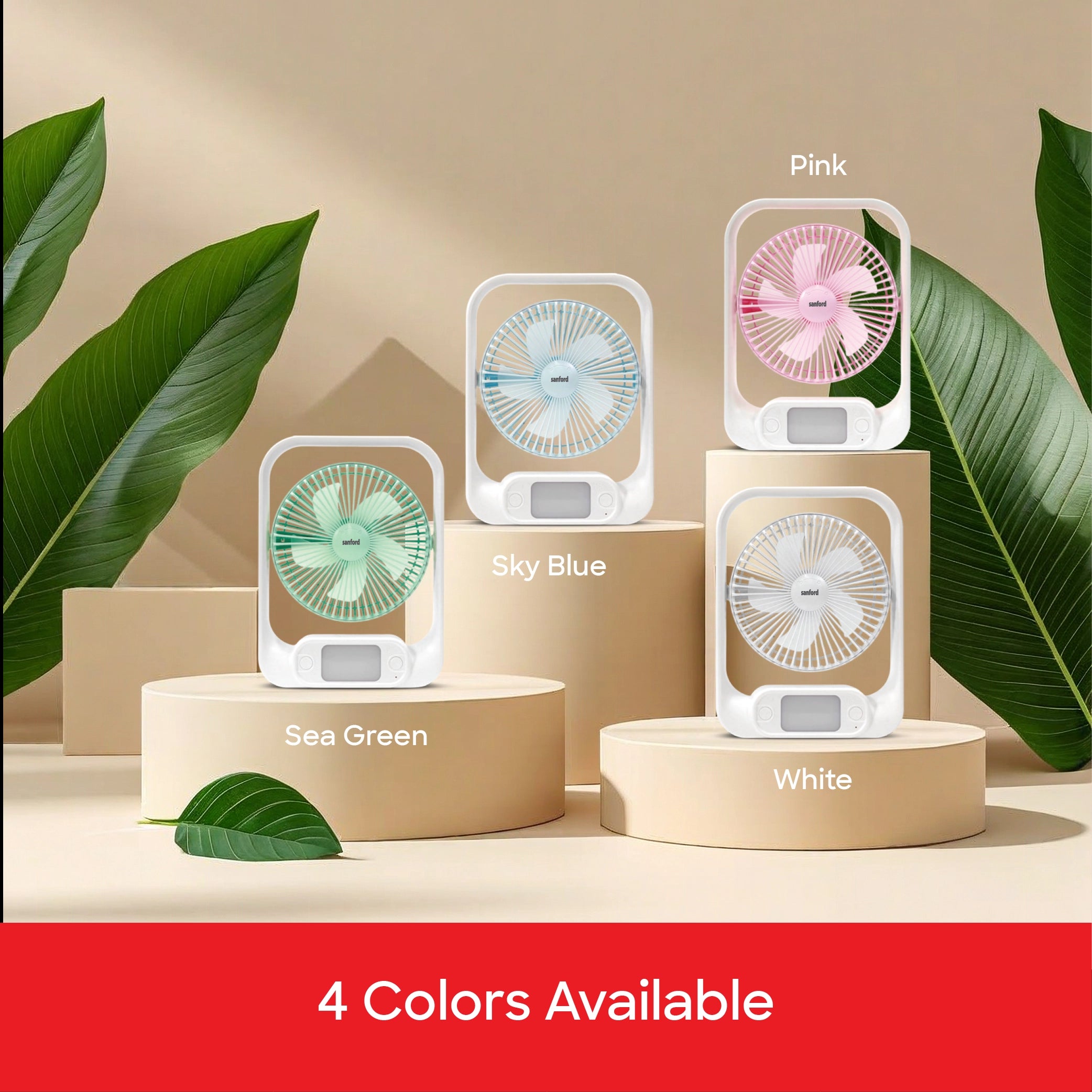 Rechargeable table fan 7 inch LED light power bank 3 speed sanford 5