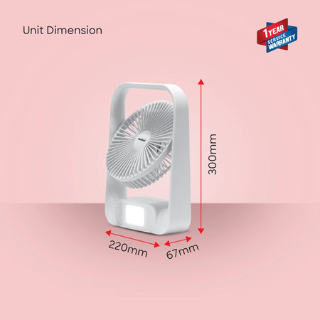 Rechargeable table fan 7 inch LED light power bank 3 speed sanford 6