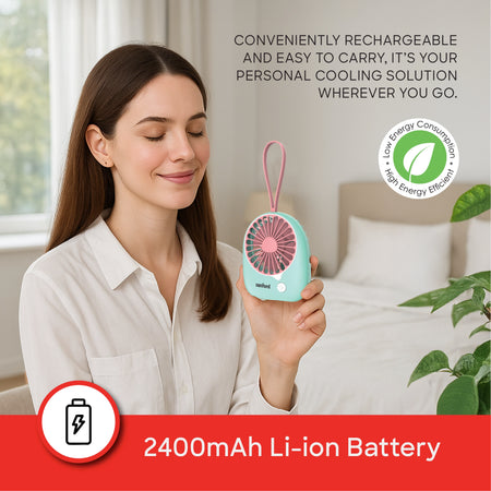Rechargeable mini fan USB power portable 3 speed quiet operation sanford 5